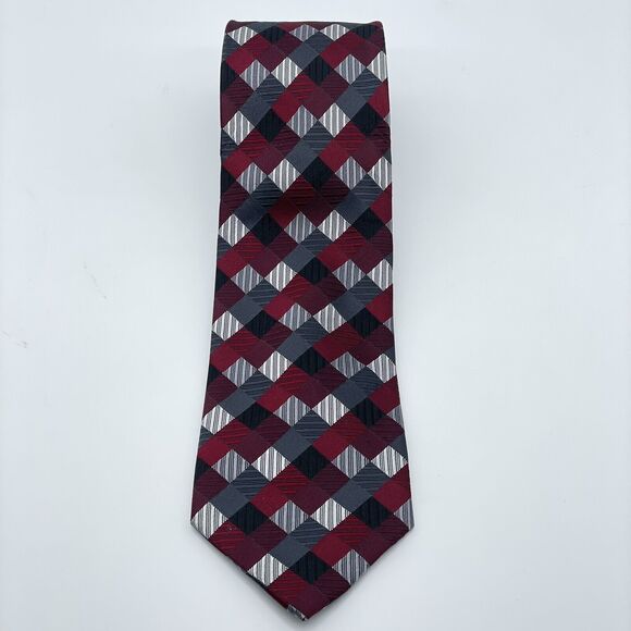 Geoffrey Beene Tile Diamond Pattern Men's 100% Silk Necktie Multi Color Handmade - Picture 12 of 16